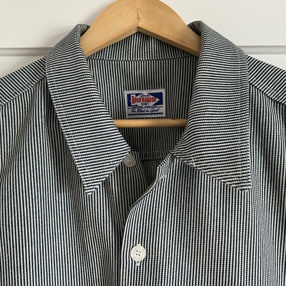 XXL Rosa Rugosa short sleeve hickory stripe shirt. - Picture 1 of 5
